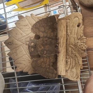 Vintage Hand Carved Wood Owl Statue Art